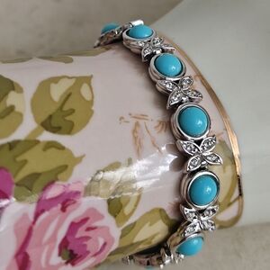 Superb D'Orlan Turquoise Glass & Crystals Bracelet NWOT